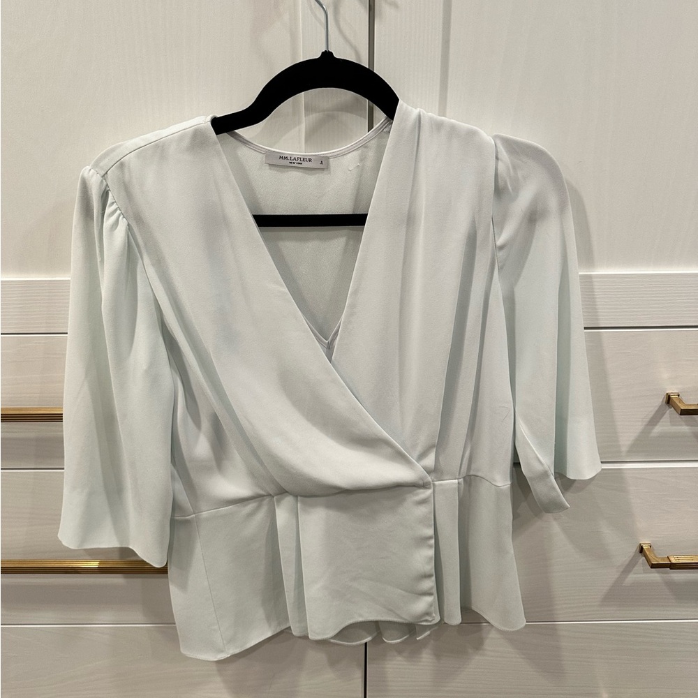 MM LaFluer faux wrap blouse